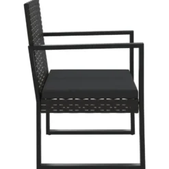vidaXL - Loungeset - Zwart - Poly rattan - 3 stuks - Met kussens
