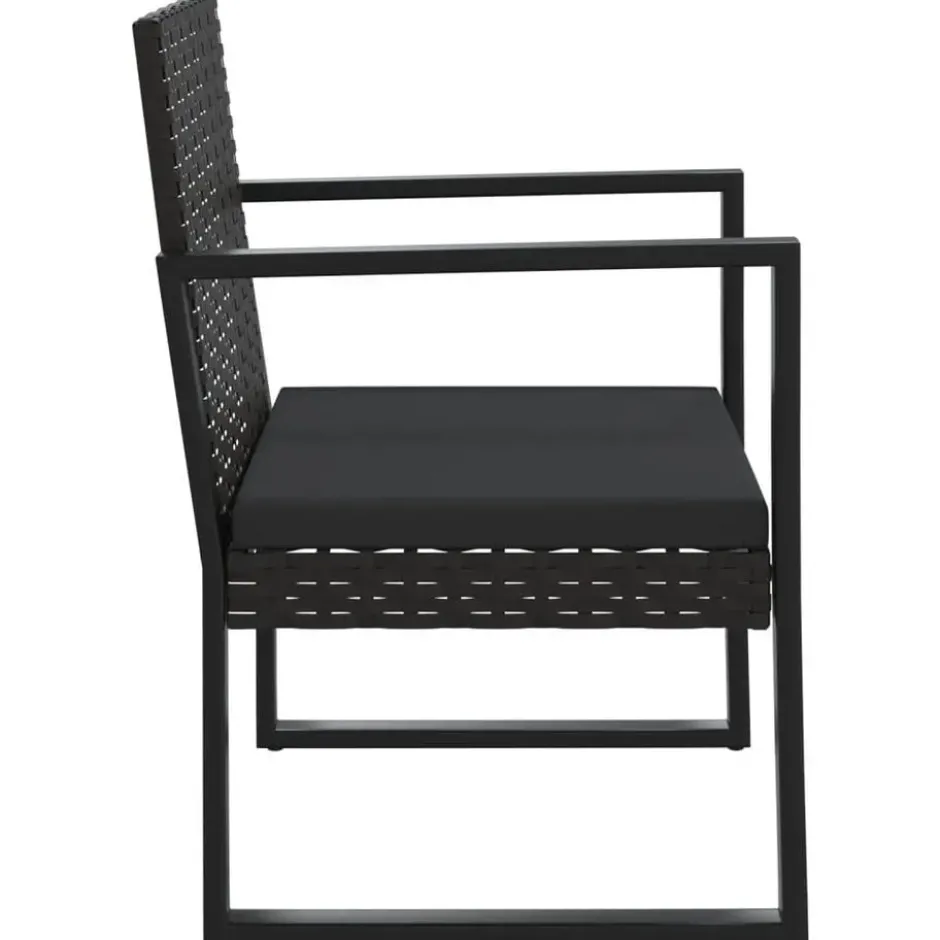 vidaXL - Loungeset - Zwart - Poly rattan - 3 stuks - Met kussens