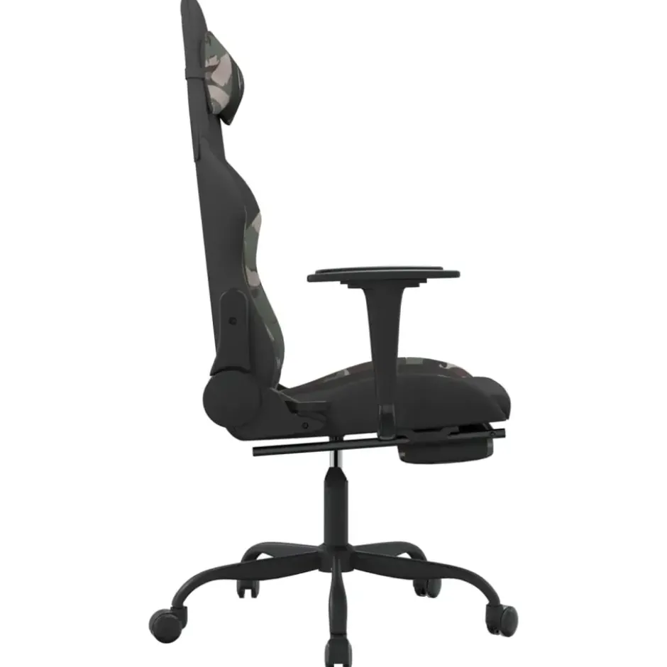 vidaXL Massage gamestoel met voetensteun stof zwart en camouflage