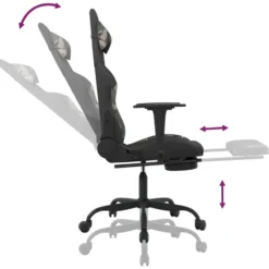 vidaXL Massage gamestoel met voetensteun stof zwart en camouflage