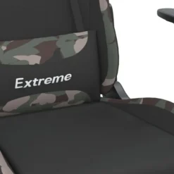 vidaXL Massage gamestoel met voetensteun stof zwart en camouflage