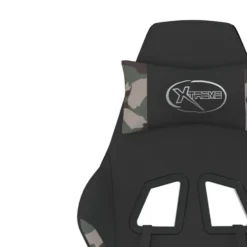 vidaXL Massage gamestoel met voetensteun stof zwart en camouflage