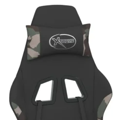 vidaXL Massage gamestoel met voetensteun stof zwart en camouflage