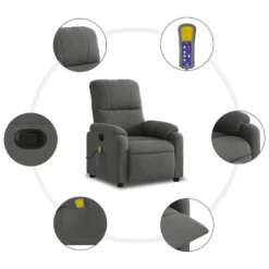 vidaXL - Massagestoel - Grijs - Microvezel