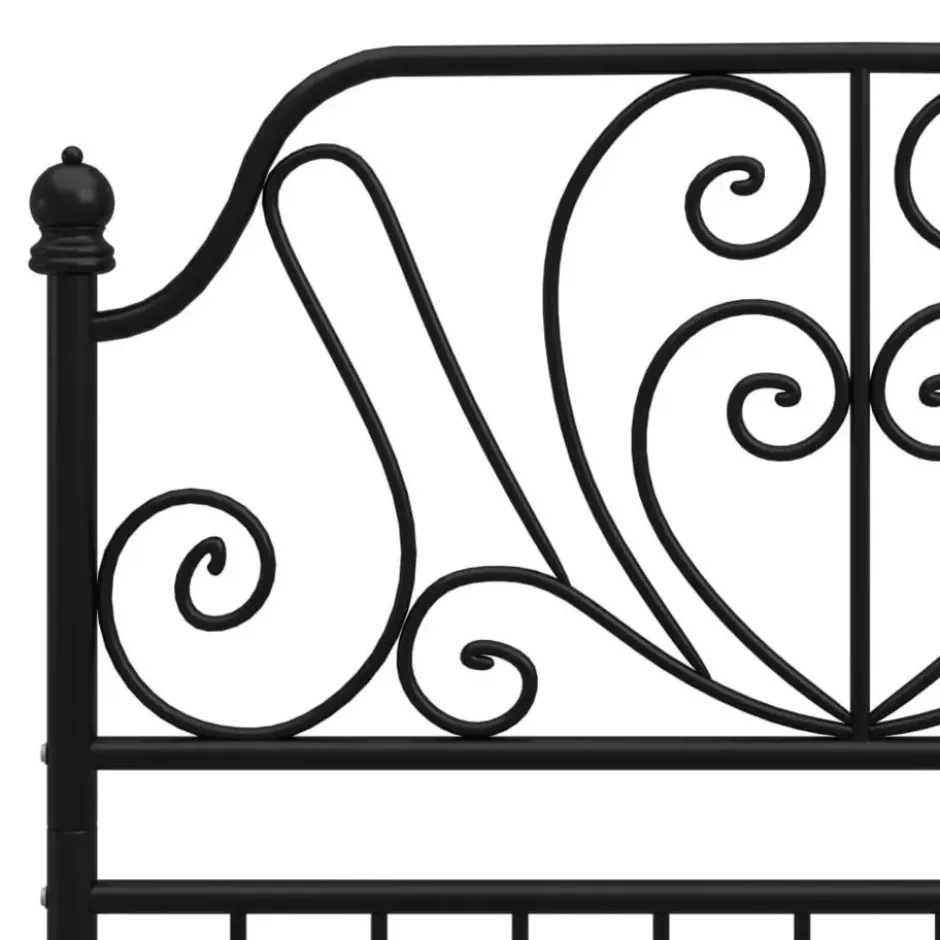 vidaXL - Metalen eenpersoonsbed met hoofdbord - Zwart - 90x200 cm