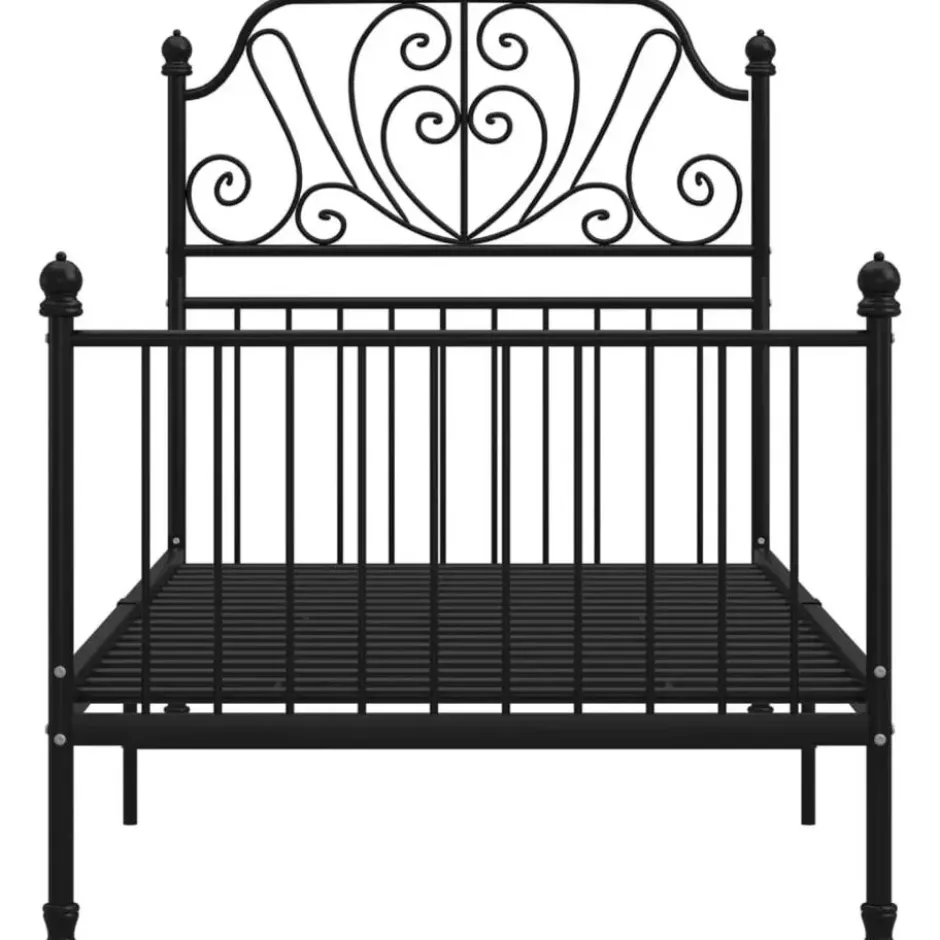 vidaXL - Metalen eenpersoonsbed met hoofdbord - Zwart - 90x200 cm
