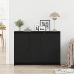 vidaXL - Moderne Dressoir 102x29,5x75 cm Zwart Bewerkt hout