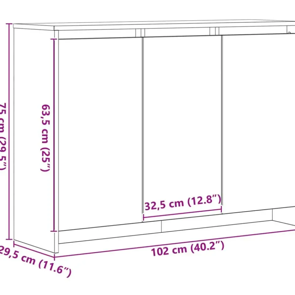 vidaXL - Moderne Dressoir 102x29,5x75 cm Zwart Bewerkt hout