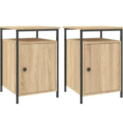 vidaXL - Nachtkastje - Bruin - Bewerkt hout - 2 stuks
