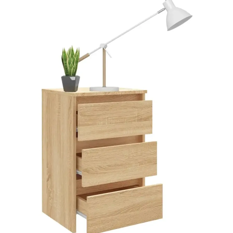 vidaXL - Nachtkastje - Bruin - Bewerkt hout - 2 stuks