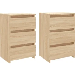 vidaXL - Nachtkastje - Bruin - Bewerkt hout - 2 stuks