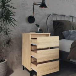 vidaXL - Nachtkastje - Bruin - Bewerkt hout