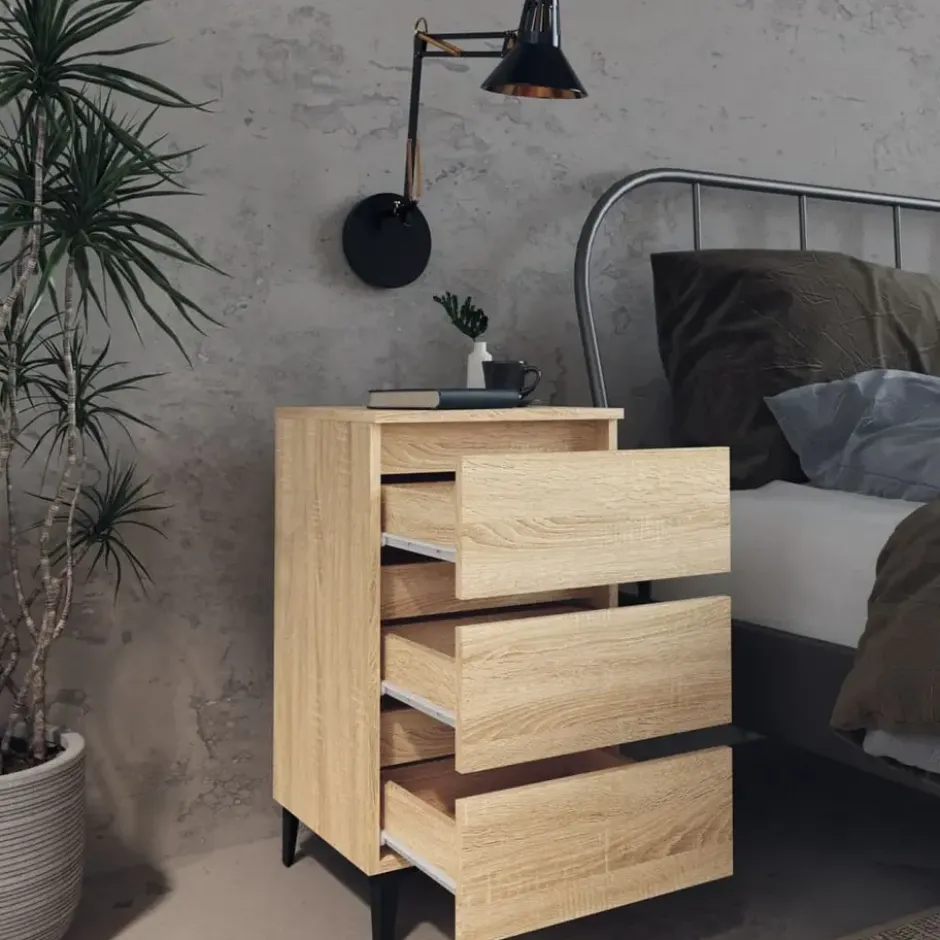 vidaXL - Nachtkastje - Bruin - Bewerkt hout