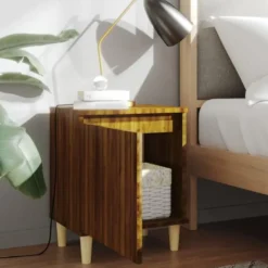 vidaXL - Nachtkastje - Bruin - Bewerkt hout - 2 stuks