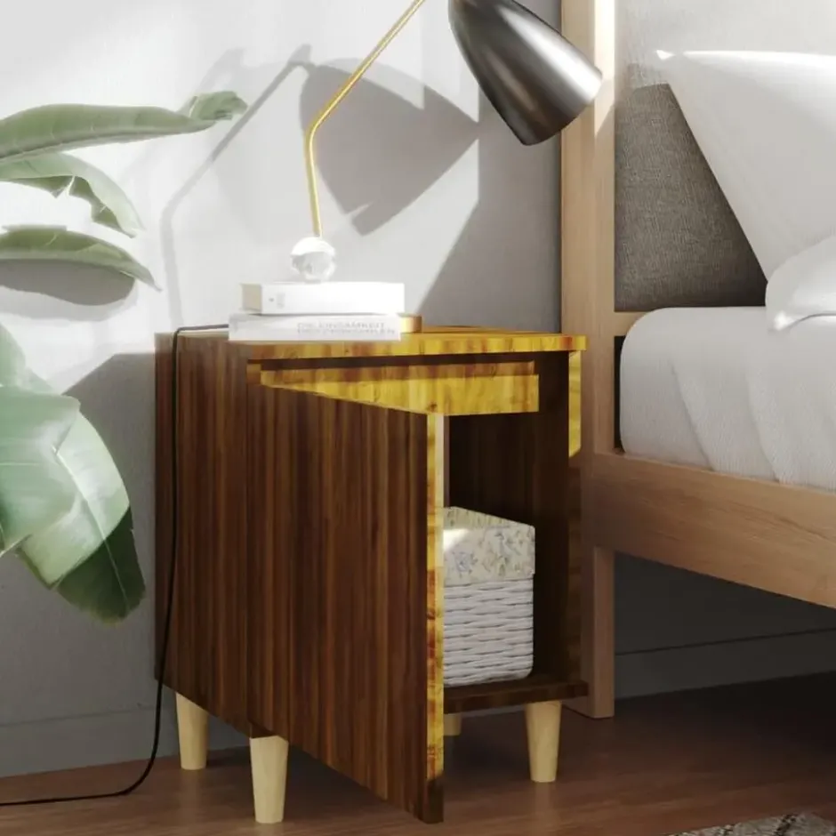 vidaXL - Nachtkastje - Bruin - Bewerkt hout - 2 stuks