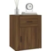 vidaXL - Nachtkastje met lade en deur - Bruin eiken - Bewerkt hout - 50x36x60 cm
