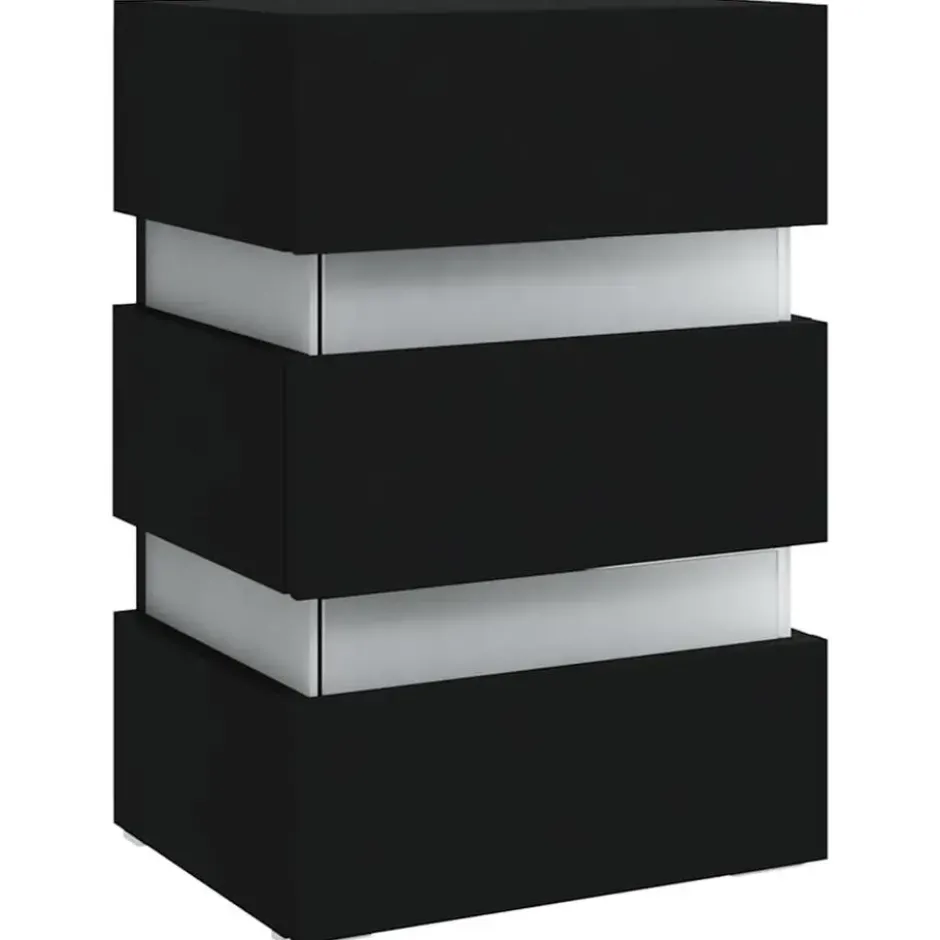 vidaXL - Nachtkastje met LED en 3 lades - Zwart - Bewerkt hout- 45x35x67 cm