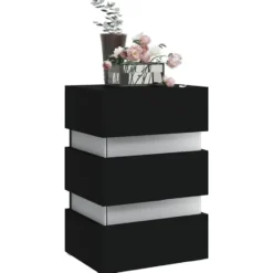 vidaXL - Nachtkastje met LED en 3 lades - Zwart - Bewerkt hout- 45x35x67 cm
