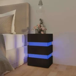 vidaXL - Nachtkastje met LED en 3 lades - Zwart - Bewerkt hout- 45x35x67 cm