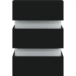vidaXL - Nachtkastje met LED en 3 lades - Zwart - Bewerkt hout- 45x35x67 cm