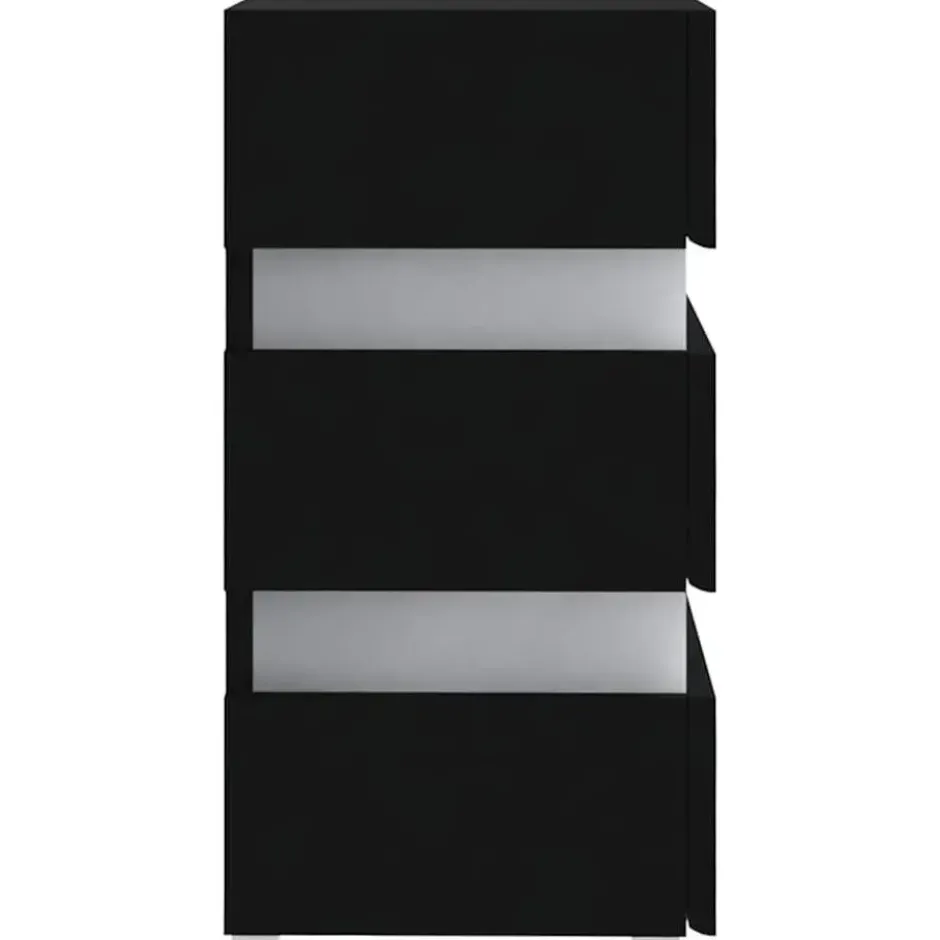 vidaXL - Nachtkastje met LED en 3 lades - Zwart - Bewerkt hout- 45x35x67 cm