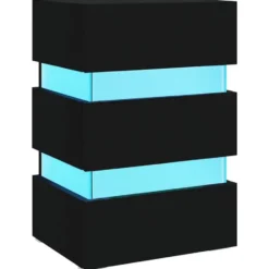 vidaXL - Nachtkastje met LED en 3 lades - Zwart - Bewerkt hout- 45x35x67 cm