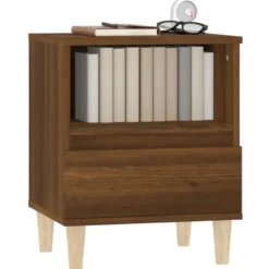 vidaXL - Nachtkastjes met houten poten - Bruin eiken - 40x35x50 cm - Set van 2