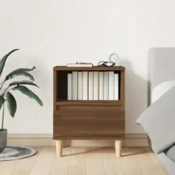 vidaXL - Nachtkastjes met houten poten - Bruin eiken - 40x35x50 cm - Set van 2