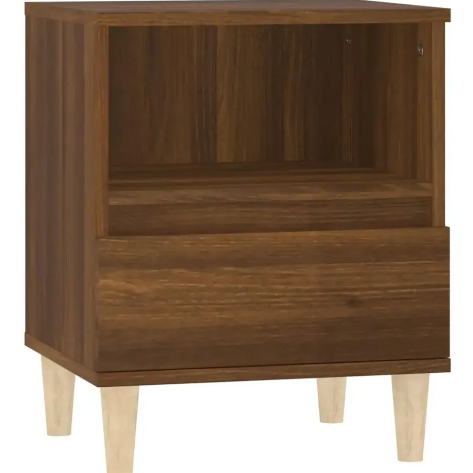 vidaXL - Nachtkastjes met houten poten - Bruin eiken - 40x35x50 cm - Set van 2
