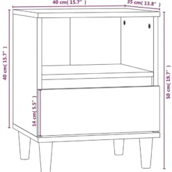 vidaXL - Nachtkastjes met houten poten - Bruin eiken - 40x35x50 cm - Set van 2