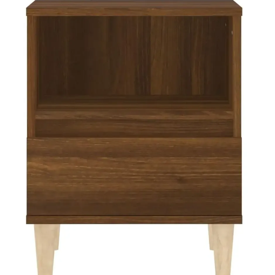 vidaXL - Nachtkastjes met houten poten - Bruin eiken - 40x35x50 cm - Set van 2