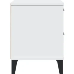 vidaXL - Nachtkastje VIKEN met metalen poten en 2 lades - Wit - 40x35x48 cm