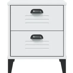 vidaXL - Nachtkastje VIKEN met metalen poten en 2 lades - Wit - 40x35x48 cm