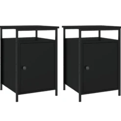 vidaXL - Nachtkastje - Zwart - Bewerkt hout - 2 stuks