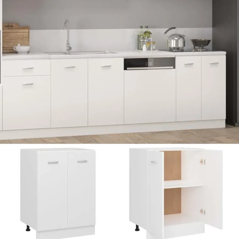 vidaXL - Onderkast Lyon - Wit - Bewerkt hout - 60x46x81,5 cm