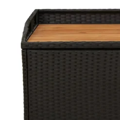 vidaXL - Opbergbankje zwart - Poly rattan en acaciahout - 100x50x52 cm