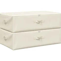 vidaXL - Opbergbox Opbergboxen - Crème - Stof - 2 stuks