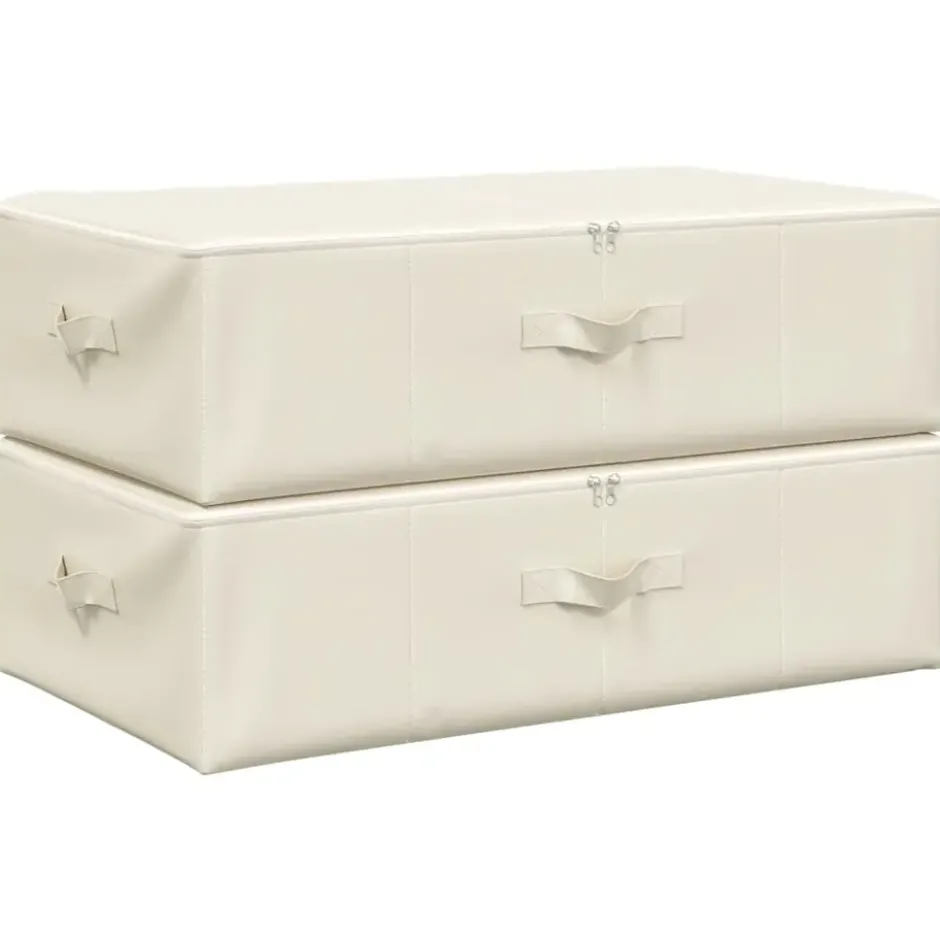 vidaXL - Opbergbox Opbergboxen - Crème - Stof - 2 stuks