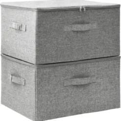vidaXL - Opbergbox Opbergboxen - Grijs - Stof - 2 stuks