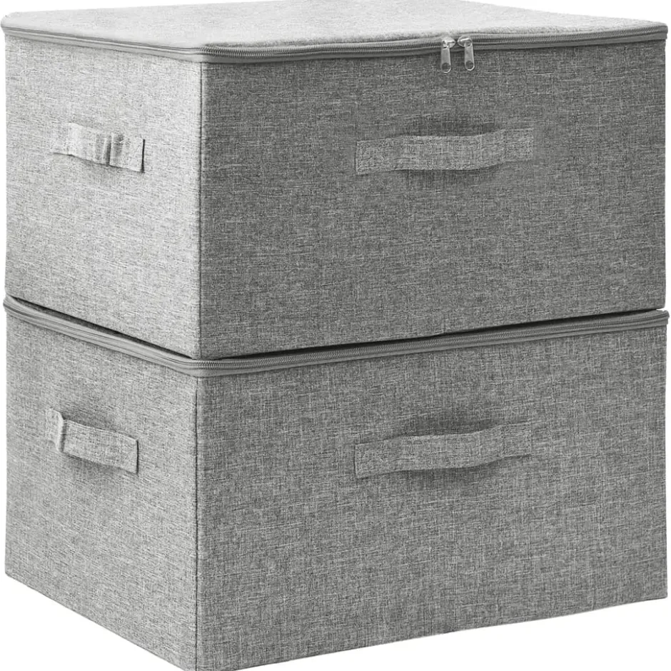 vidaXL - Opbergbox Opbergboxen - Grijs - Stof - 2 stuks