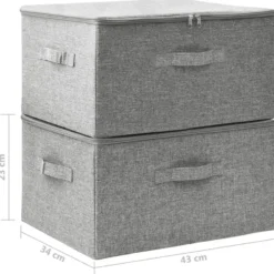 vidaXL - Opbergbox Opbergboxen - Grijs - Stof - 2 stuks
