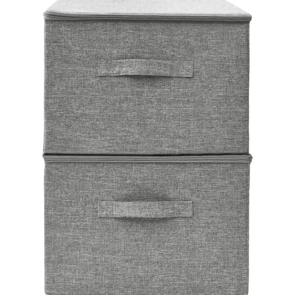 vidaXL - Opbergbox Opbergboxen - Grijs - Stof - 2 stuks