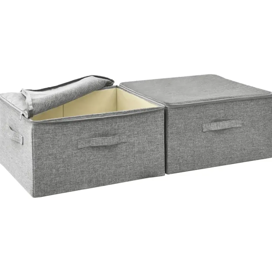 vidaXL - Opbergbox Opbergboxen - Grijs - Stof - 2 stuks