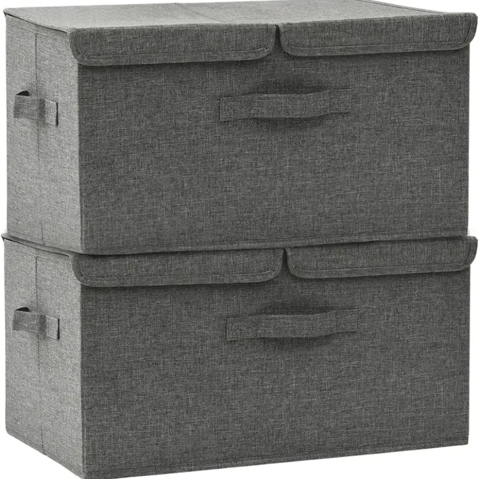 vidaXL - Opbergbox Opbergboxen - Antraciet - Stof - 2 stuks