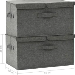 vidaXL - Opbergbox Opbergboxen - Antraciet - Stof - 2 stuks