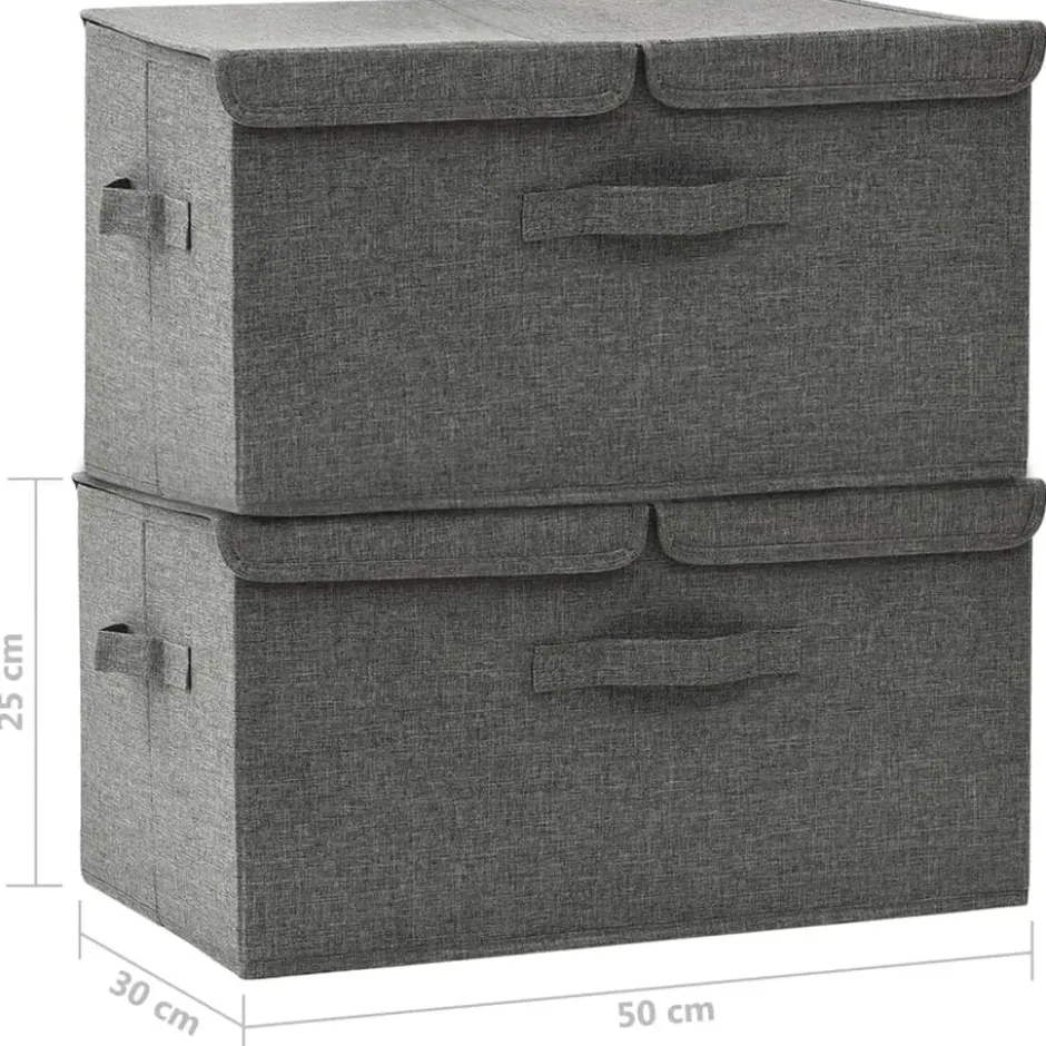 vidaXL - Opbergbox Opbergboxen - Antraciet - Stof - 2 stuks