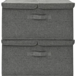 vidaXL - Opbergbox Opbergboxen - Antraciet - Stof - 2 stuks