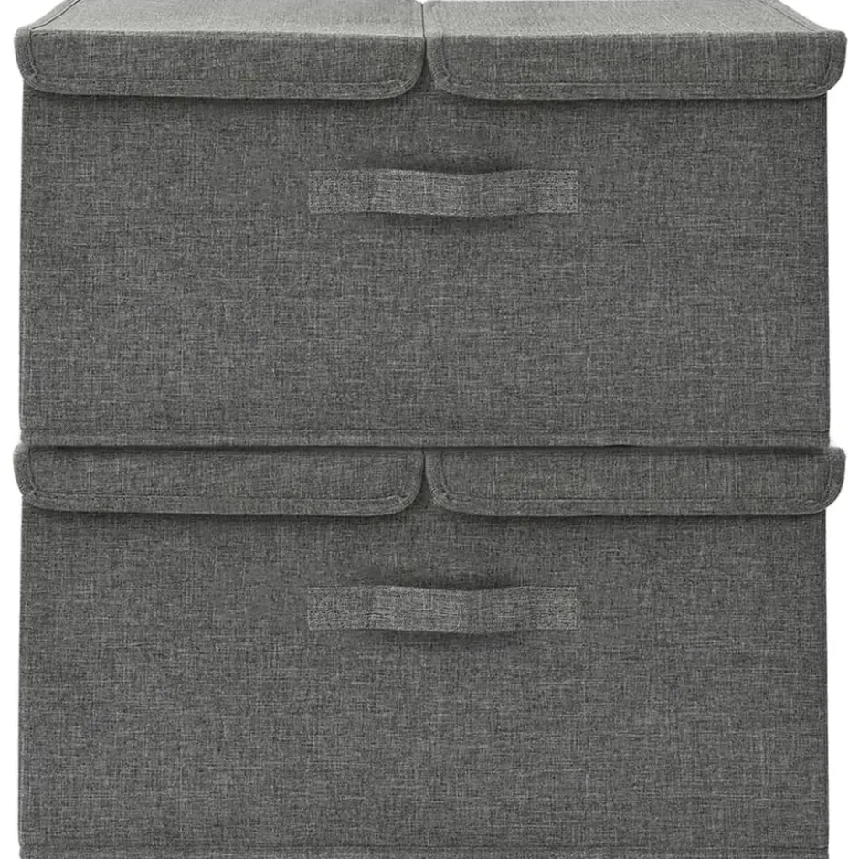 vidaXL - Opbergbox Opbergboxen - Antraciet - Stof - 2 stuks