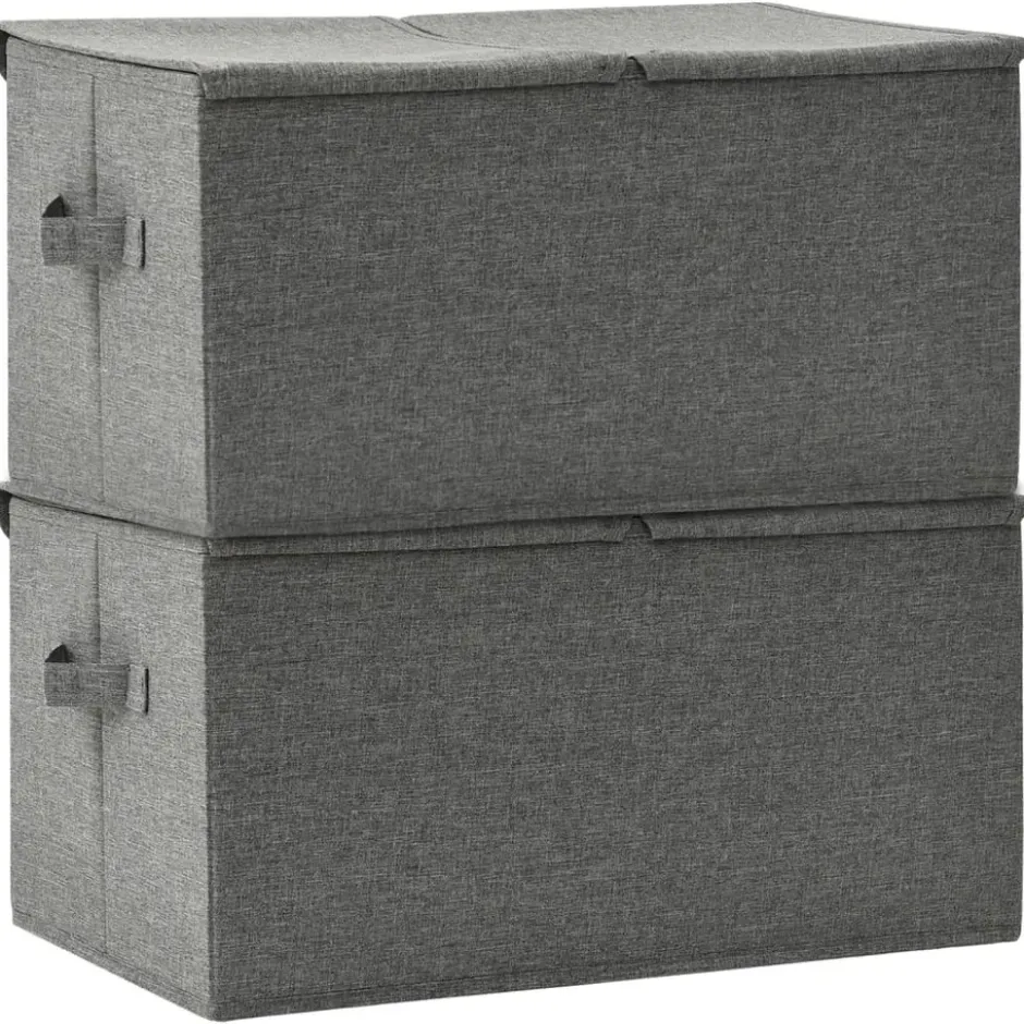 vidaXL - Opbergbox Opbergboxen - Antraciet - Stof - 2 stuks