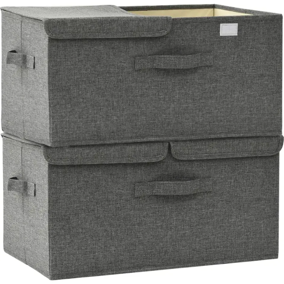 vidaXL - Opbergbox Opbergboxen - Antraciet - Stof - 2 stuks